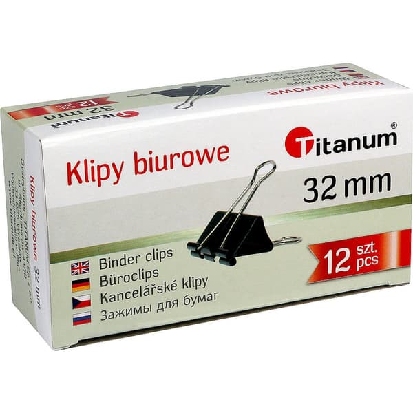 Clips 32mm sort Titanium