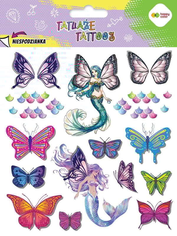 Sommerfugle Midlertidige Tatoveringer 15x20cm Glad farve
