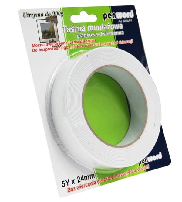 Kaksipuolinen kiinnitysteippi 24 mm pituus 5 m