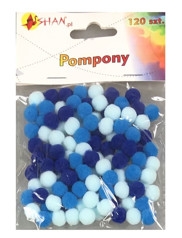 Farverige pomponer mix blå 120 stk Shan SP01