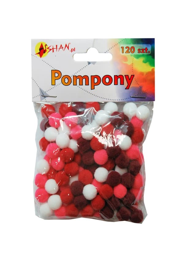 Farverige pomponer mix rød 120 stk Shan SP04