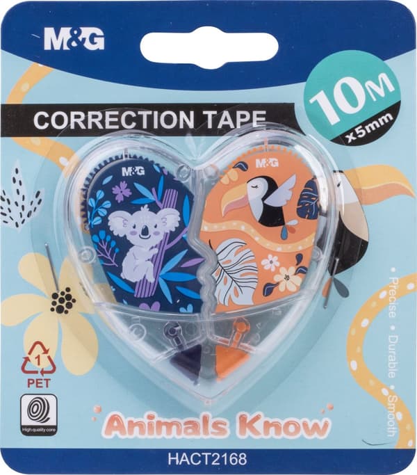 Korjausteippi Heart Animal 2kpl 5mm x 5m M&G