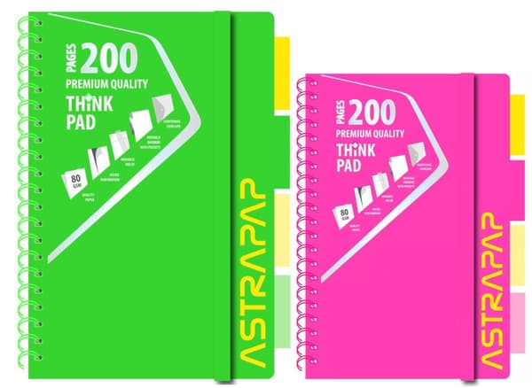 Notesbog med bogmærker A4 100k firkantet Neon Line Astra