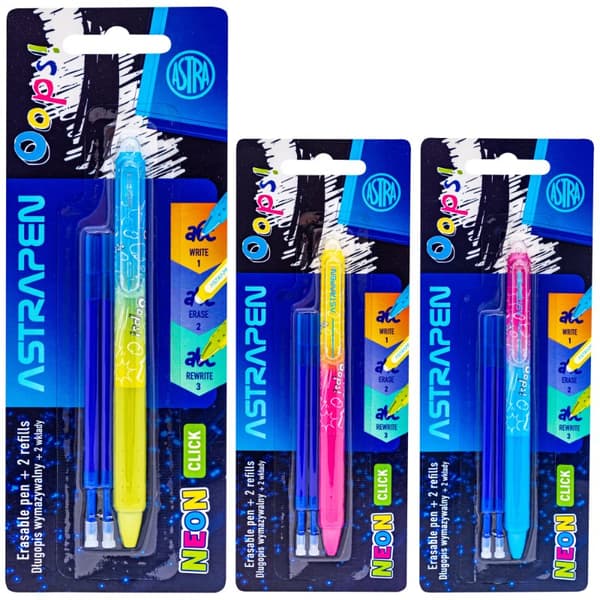 Ups Neon sletbar pen + 2 Astrapen blister refills