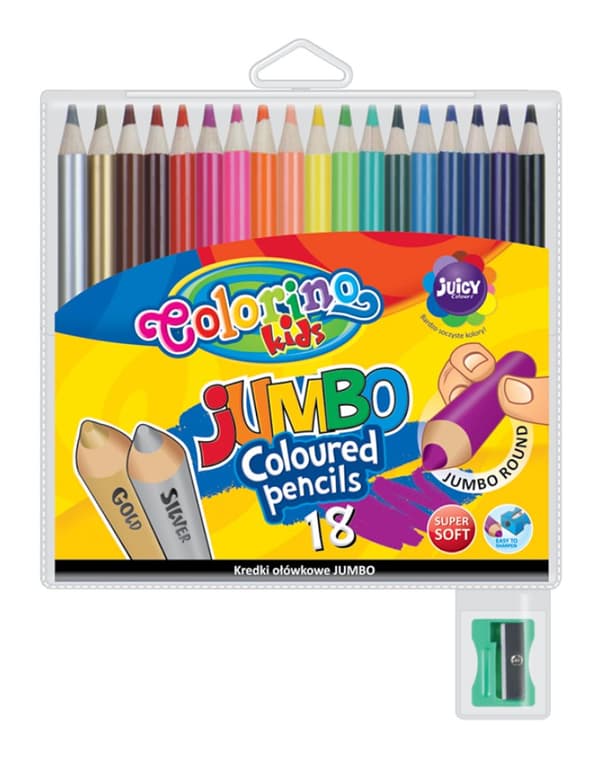 Jumbo runde blyanter 18 farver med spidser Colorino