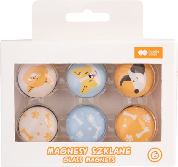 Glasmagneter 6 st Cat&Dog Happy Color