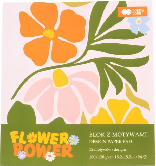 Block kuvioilla 15,2x15,2cm 180-120g Flower Power Kukkivat kukat Happy Color