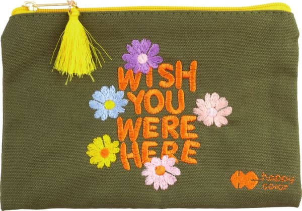 Bloom Boho Embroidery -kosmetiikkalaukku, poskipunavihreä, iloinen väri