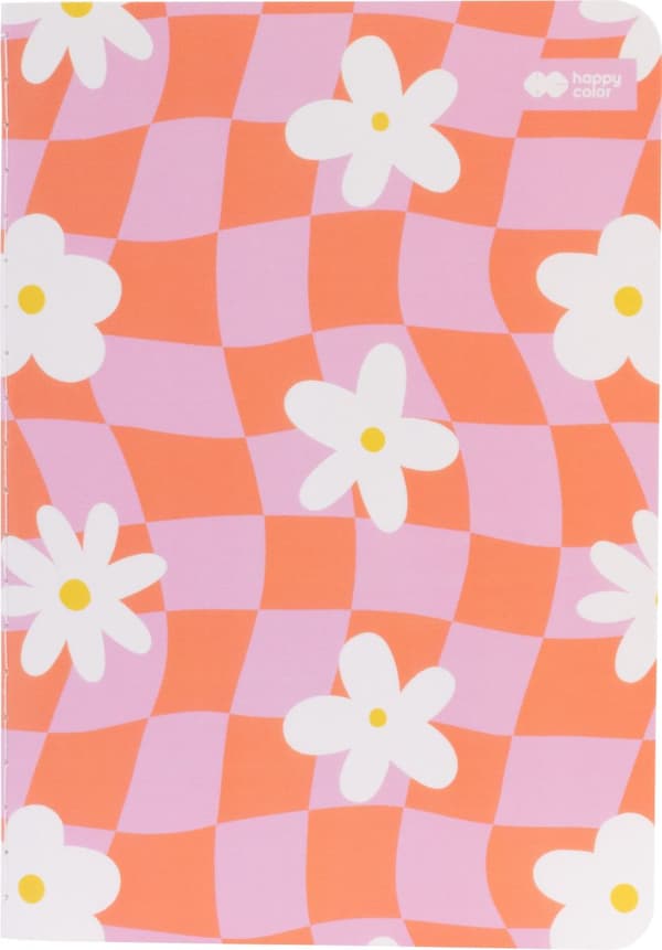 Notesbog A6 32k prikker Bloom Pastel pink-orange gitter med blomster Happy Color