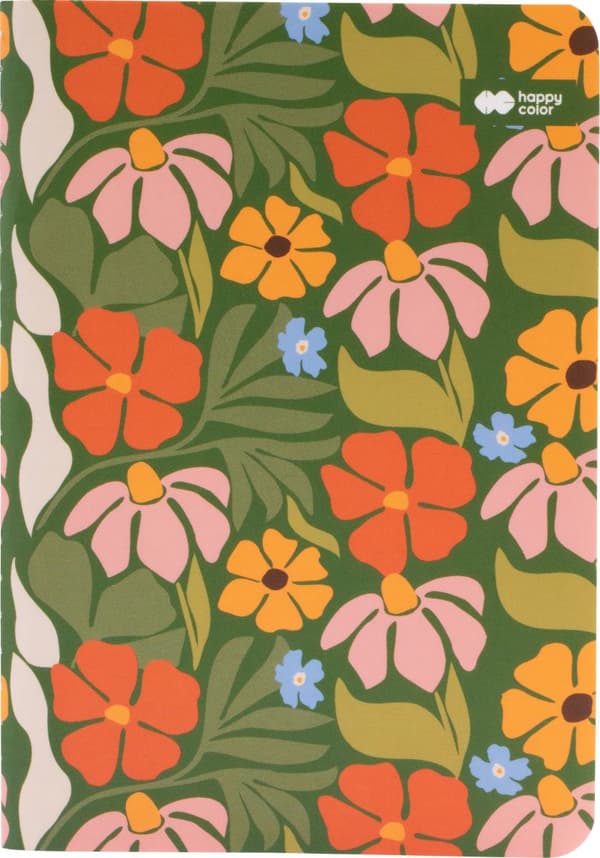 Notebook A6 32k Bloom Boho linje grøn med blomster Happy Color