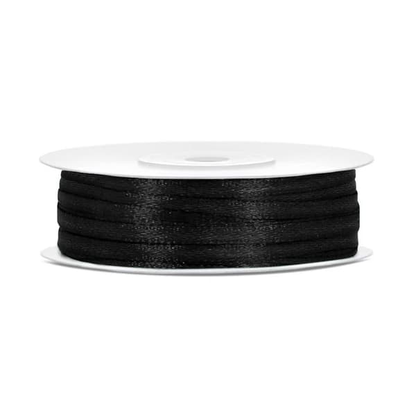 Satinbånd 3mm/50m Sort Party Deco