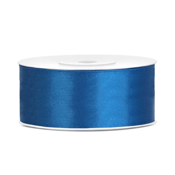 Satinbånd 25mm/25m Blue Party Deco