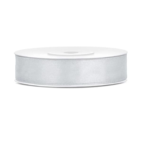 Satinbånd 12 mm x 25 m Sølv