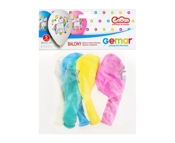 Unicorn gummiballon magic night 5 stk 30cm Gemar