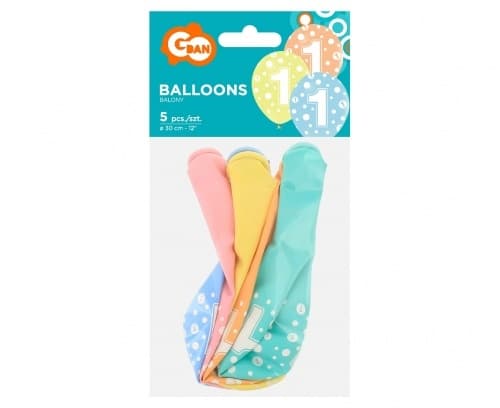 Ballonger nummer 1 Födelsedag 12"" 5st Godan