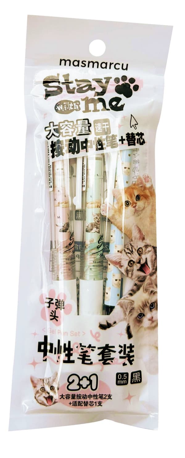 Sæt med 2 automatiske gelpenne + refill Cats Cats M&G