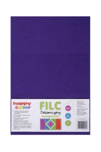 Koristekyllästetty huopa violetti 4mm pakkaus.5 20x30 cm Happy Color