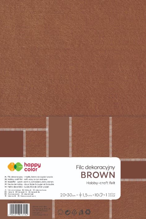Dekorfilt brun 10 ark 1,5mm 20x30cm Happy Color