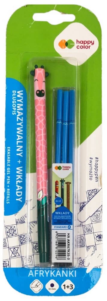 Pyyhittävä afrikkalainen kynä + 3 Happy Color -läpipainopakkausta