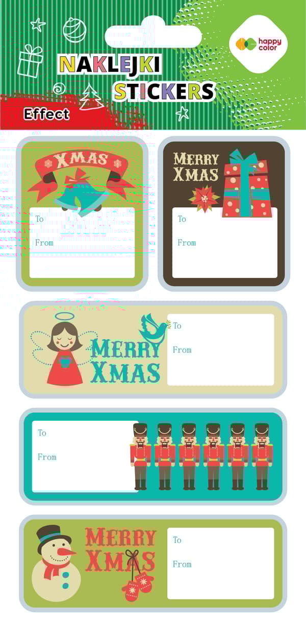 Xmas EFFECT -tarrat - Xmas Tag Happy Color