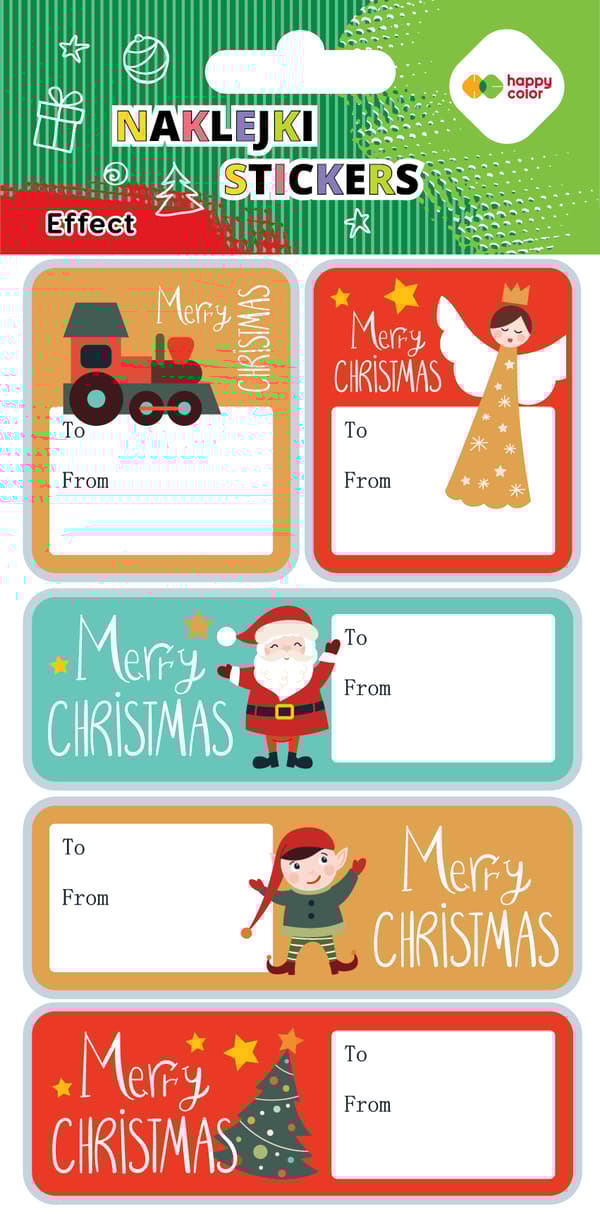 Xmas EFFECT -tarrat - Merry Xmas Tag Happy Color