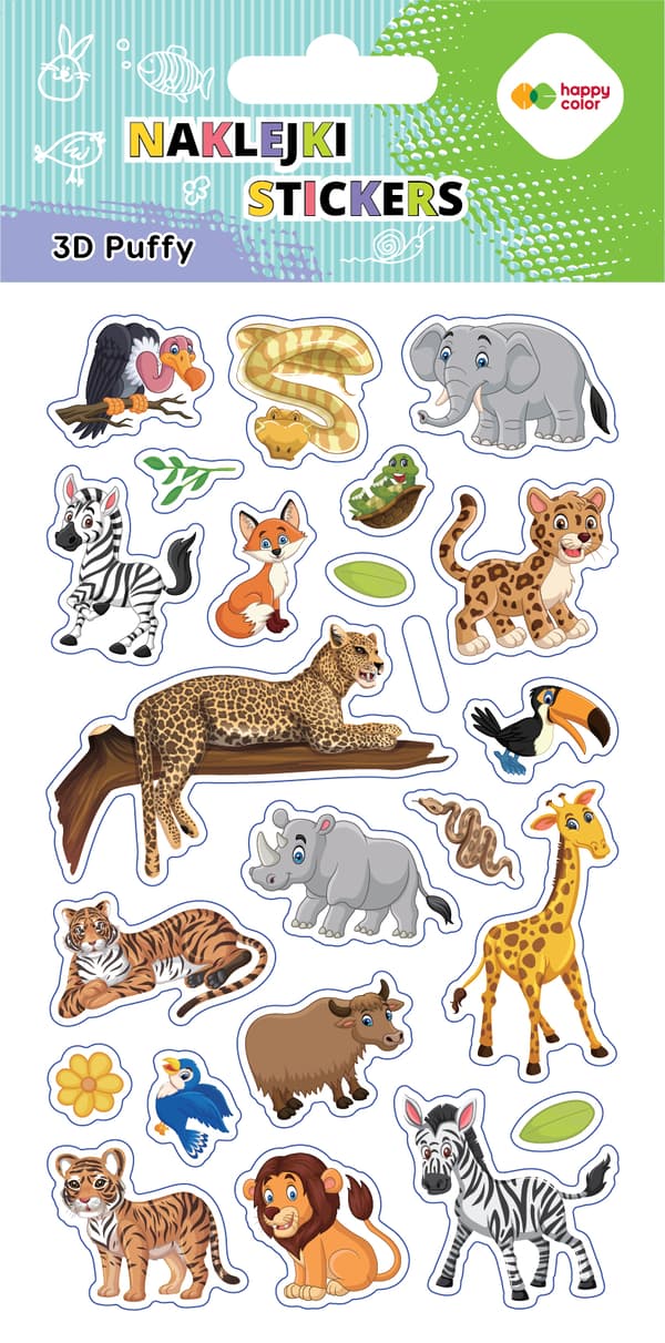 Puffy Stickers - Wildlife Happy Color