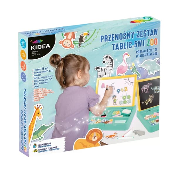 Kidea Zoo 5 i 1 bærbart brætsæt