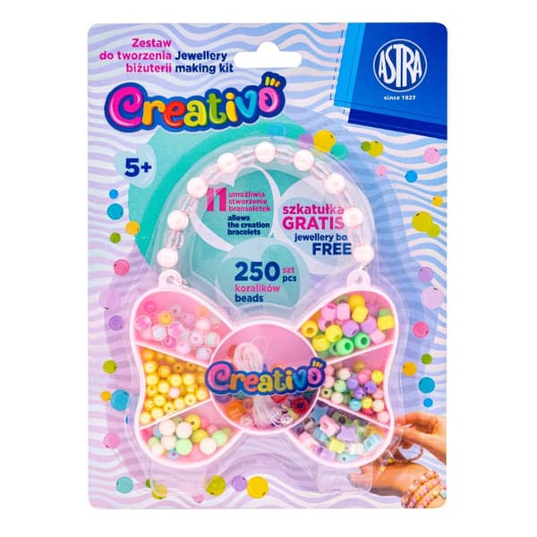 Smyckestillverkningsset Butterfly pärlor 250 st + 2m snöre Astra Creativo