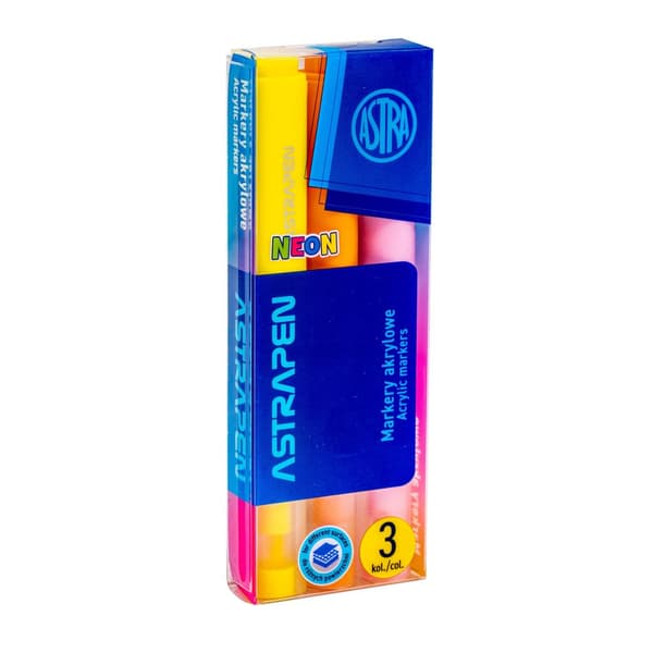 AstraPen Neon Triangulära akrylmarkörer 3 st Astra
