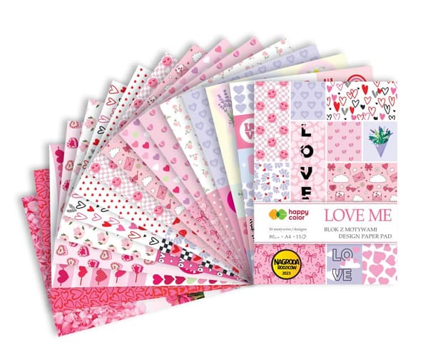 Happy Color A4 80g 15 arkkia 30 Love Me -aiheista
