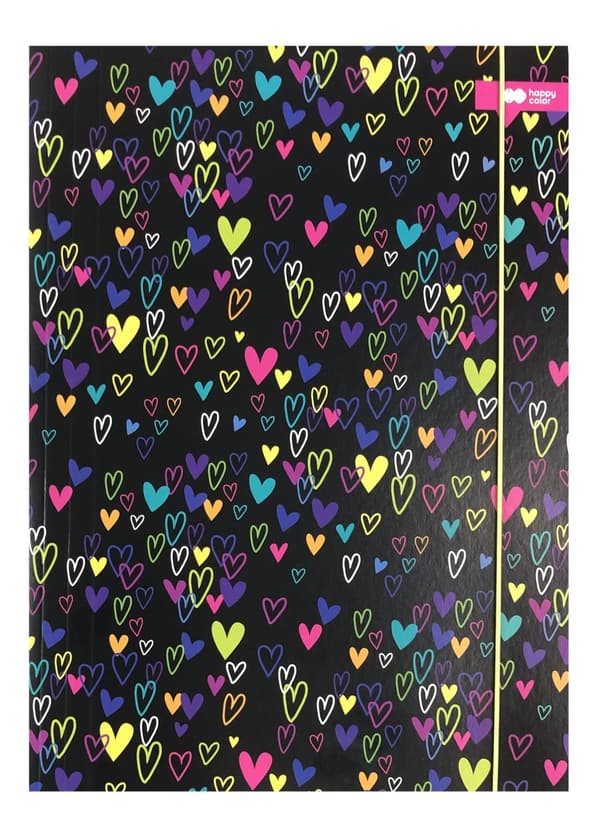 Mapp med gummiband A4 My love svart Happy Color