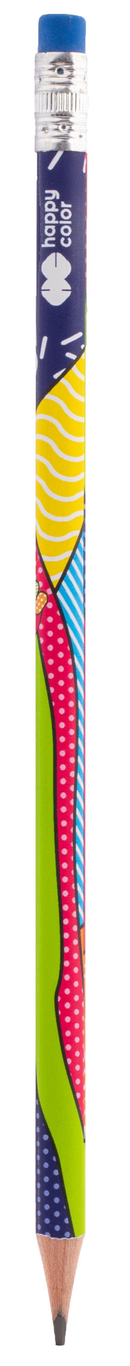 Kolmion muotoinen kynä pyyhekumilla 2B POP Happy Color