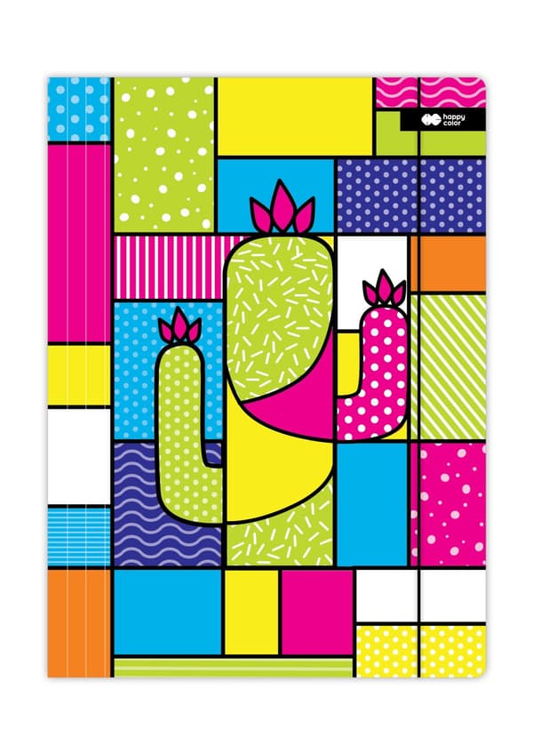 Mappe med gummibånd A4 Pop Cactus Happy Color