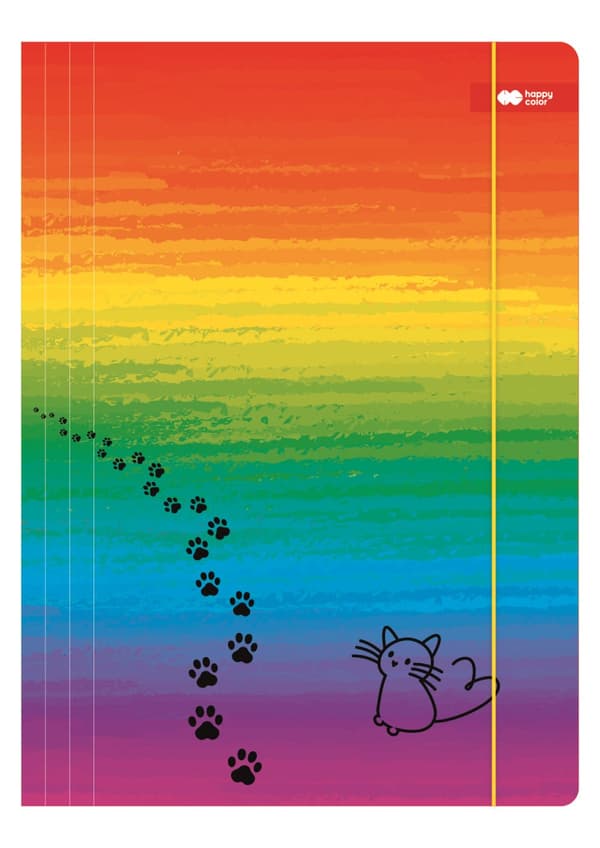 Kansio kuminauhalla A4 Miaow sateenkaari Happy Color