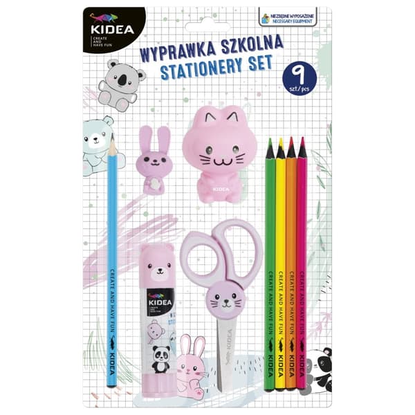 Skolesæt 9 stk Pink Kidea