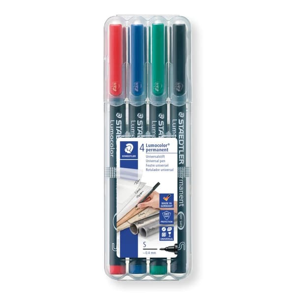 Färgade foliemarkörer 4 st. permanent S Lumocolor Staedtler