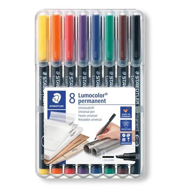 Färgade foliemarkörer 8 st. permanent B Lumocolor Staedtler
