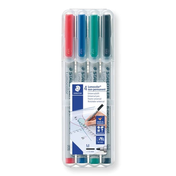 Färgade foliemarkörer 4 st, tvättbara M Lumocolor Staedtler