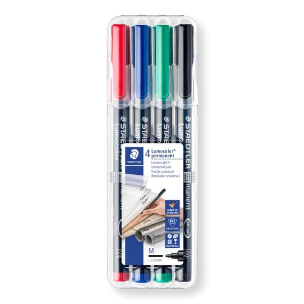 Färgade foliemarkörer 4 st. permanent M Lumocolor Staedtler v2