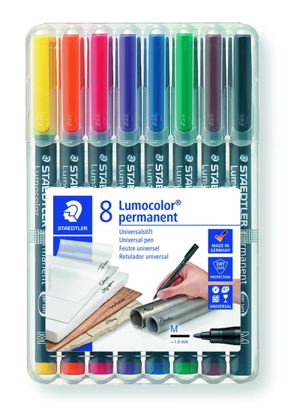 Farvede foliemarkører 8 stk. permanent M Lumocolor Staedtler