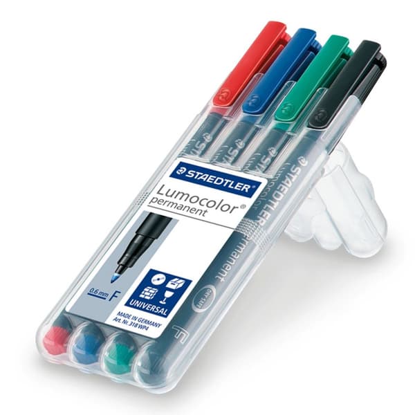 Farvede foliemarkører 4 stk. permanent F Lumocolor Staedtler