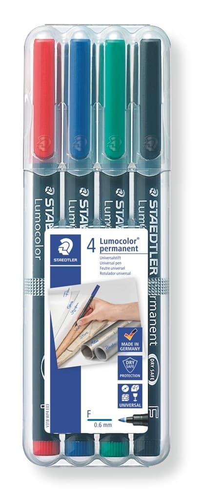 Farvede foliemarkører 4 stk. permanent F Lumocolor Staedtler