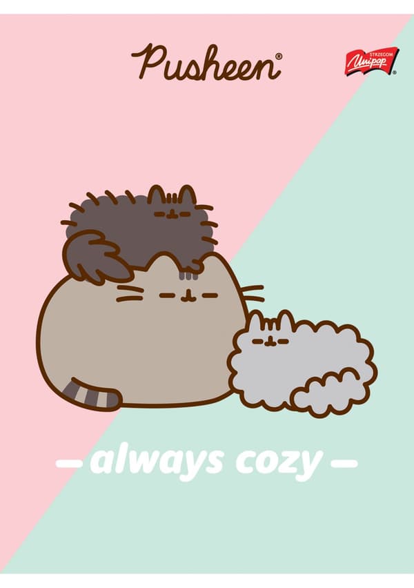 Notebook A5 32k tofarvet smal linje Pusheen Majewski