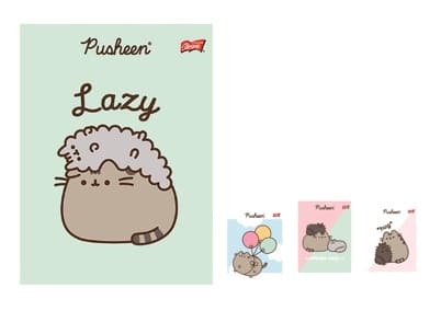 Notebook A5 32k tofarvet smal linje Pusheen Majewski