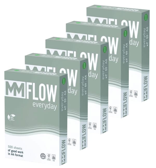 Flow hvidt fotokopipapir A4 80g/m2 5 ris PAP