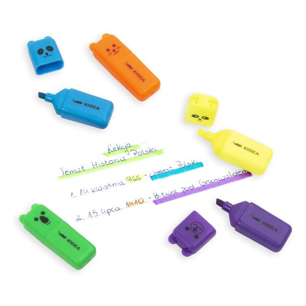 Kidea Mini Highlighters med 5 färger figur