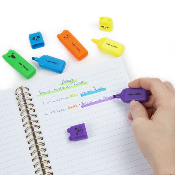 Kidea Mini Highlighters med 5 färger figur