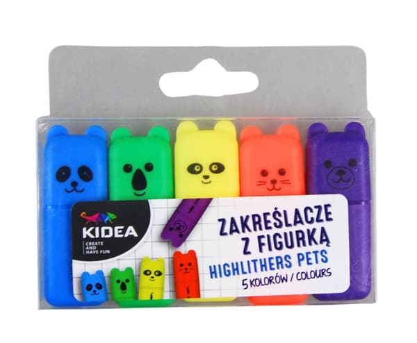 Kidea Mini Highlighters med 5 färger figur