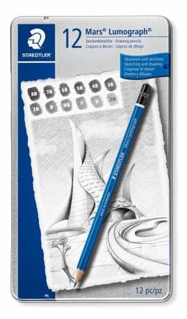 Sæt med 12 8B-2H Staedtler Lumograph blyanter