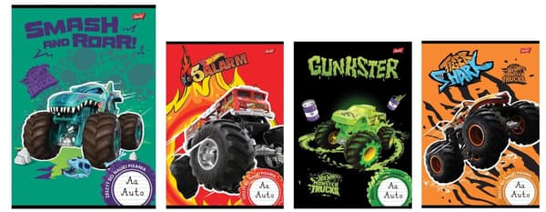 Notesbog til at lære at skrive A4 32k dobbelt linje to-farve lamineret Hot Wheels Monster Truck mix Unipap